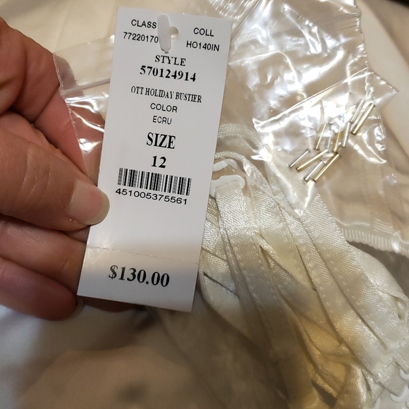 White House Black Market Beige Strapless Lace Top - Picture 6 of 8